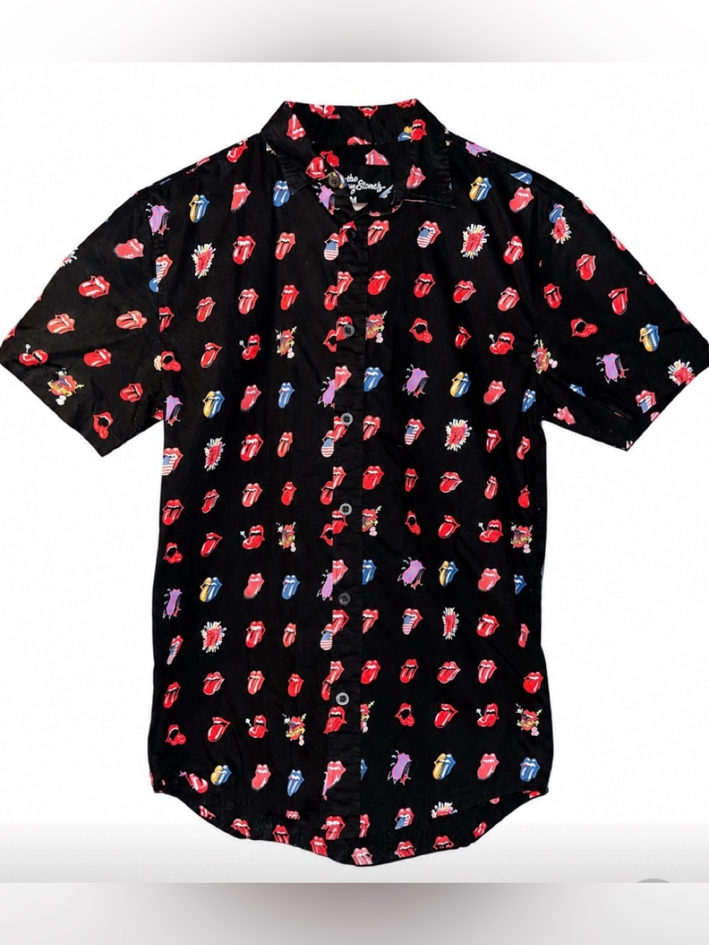 The Rolling Stones Graphic Button-Up Shirt. Medium